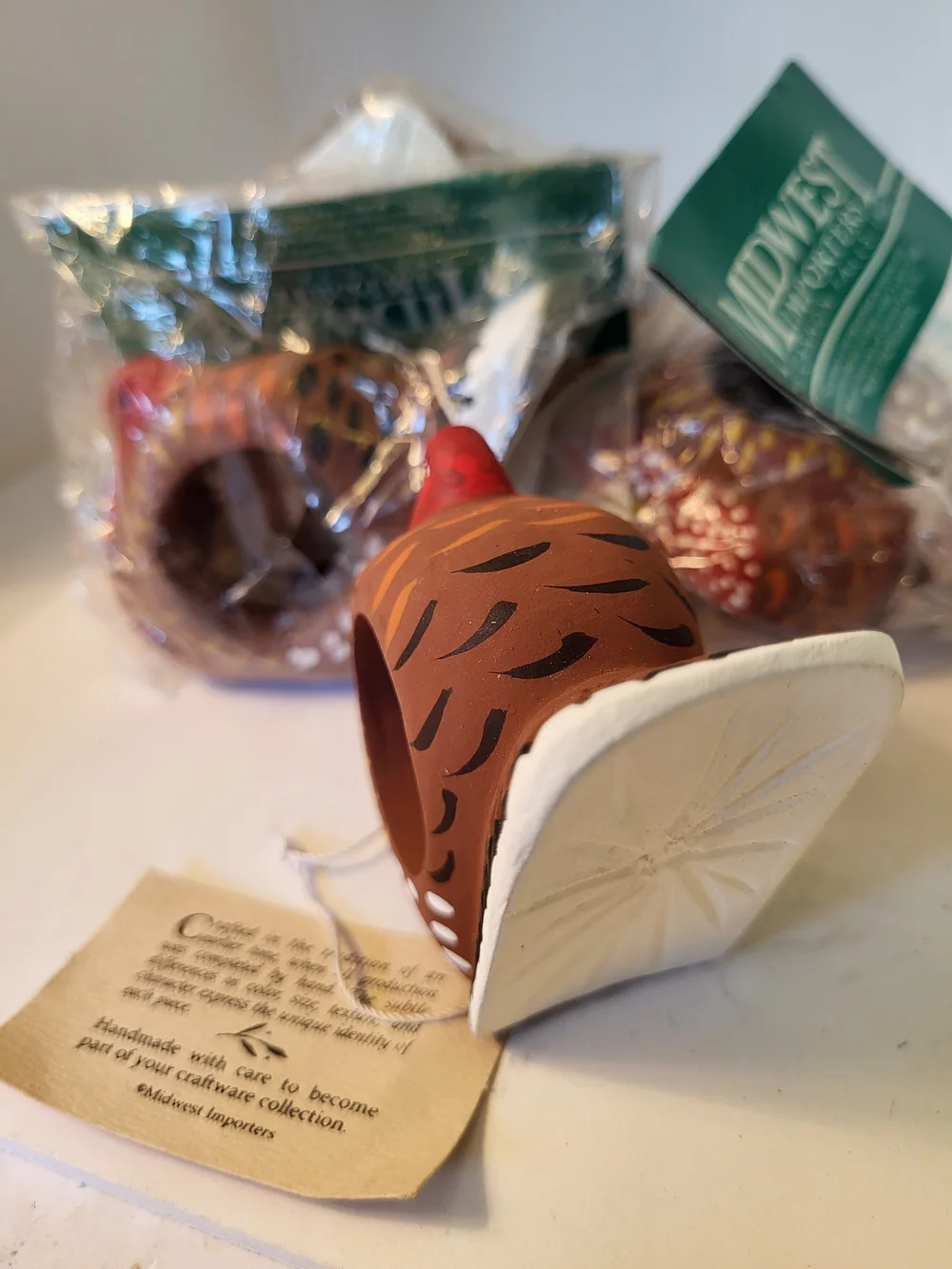 Vintage Midwest Cannon Falls S/8 Wood Turkey Napkin Rings Thanksgiving NIP